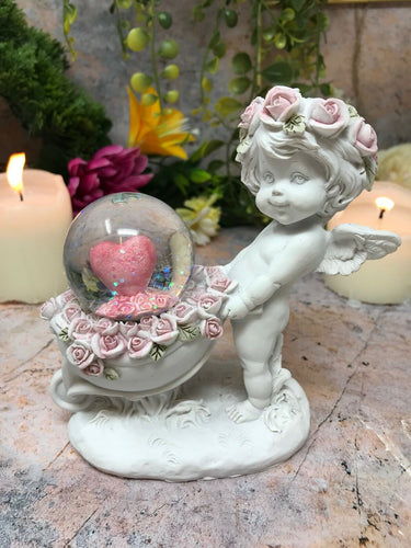Guardian Angel Figurine Cherub with Heart Statue Ornament Sculpture Water Ball-Collectables:Fantasy, Myth & Magic:Mythical Creatures:Angels-OsirisTradingUK