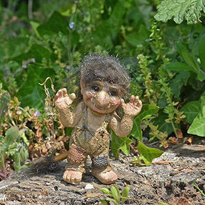 Small Troll Hands Up Sculpture Home Garden Fantasy Ornament 8cm