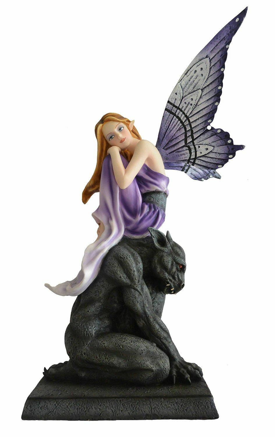 Stunning Fairy Resting on Gargoyle Figurine Statue Ornament 34 cm