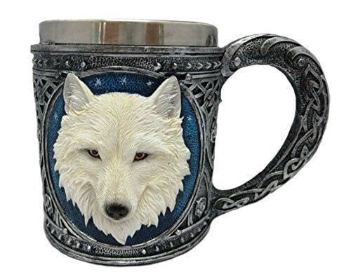 Novelty White Wolf Tankard Drinking Mug Cup
