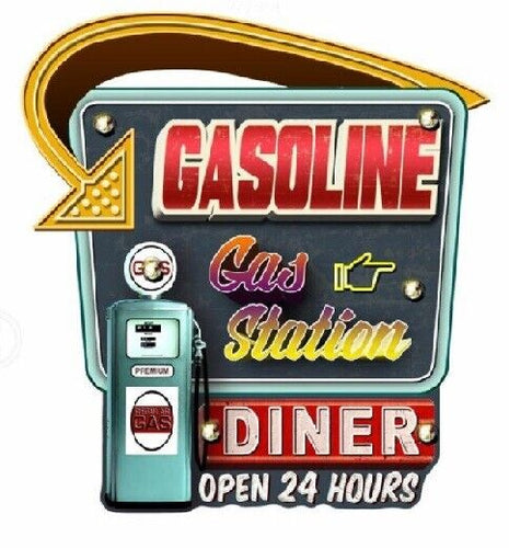 Vintage Metal 3D LED Logo Sign Dinner Gas Station Garage Man Cave Wall Plaque-OsirisTradingUK