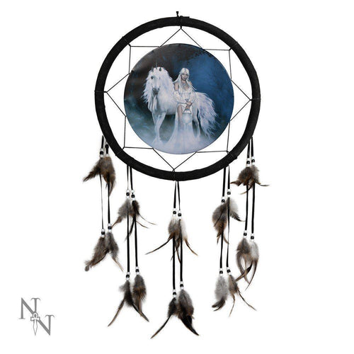 Maiden and White Unicorn Dreamcatcher Fantasy Art Guardian of the Light-OsirisTradingUK