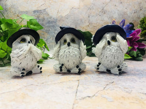 Three Wise Owls Witches Whimsical Figurines Wicca Pagan Gift Idea Witch Fantasy