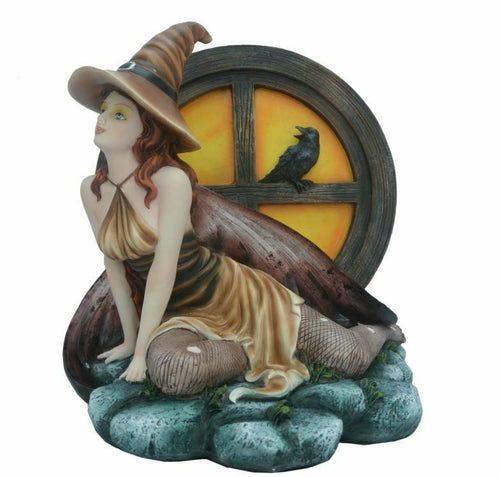 Fairy Diorama with Raven Companion Figurine Fantasy Fairies Figure Sculpture-OsirisTradingUK