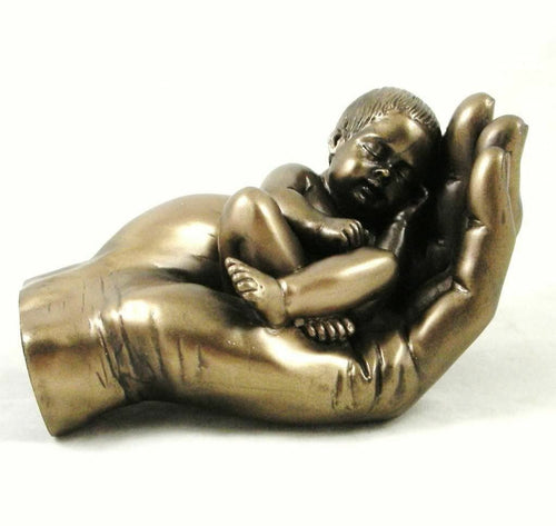 A LITTLE HANDFUL COLD CAST BRONZE SCULPTURE BABY BABIES ART BRAND NEW & BOXED-OsirisTradingUK