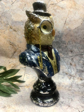 Load image into Gallery viewer, Owl Bust Statue Vintage Clothing Style Steampunk Fantasy Dapper Animals
