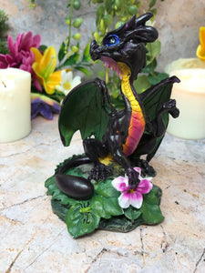 Dragon Flower Guardian Fantasy Sculpture Mythical Statue Gothic Ornament Gift-OsirisTradingUK