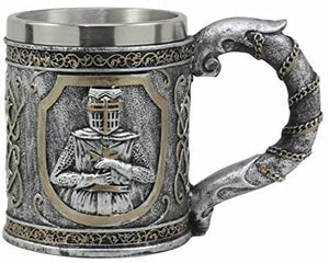Medieval Style Templar Silver Tankard Crusader Beer Glass Stein Ornament