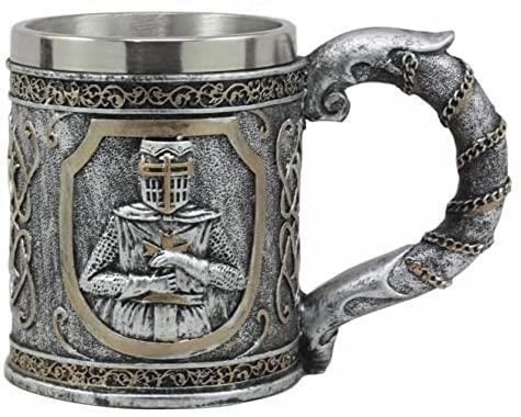 Medieval Style Templar Silver Tankard Crusader Beer Glass Stein Ornament