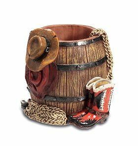 Novelty Western Pen Pot Cowboy Wild West Style Desktop Tidy Office Decor