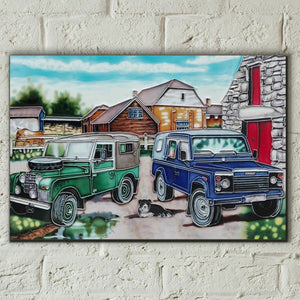 Landrovers Farm Macneil Studio Decorative Ceramic Tile 8 x 12 Wall Plaque