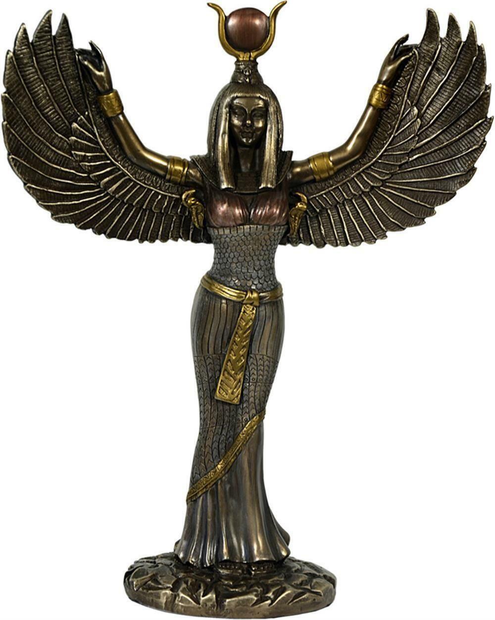 Egyptian Isis With Open Wings Goddess of Magic Nature Bronzed Statue Sculpture