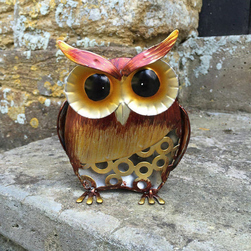 Small Owl Metal Decor Home Garden Ornament Lawn Decoration Figure Statue-OsirisTradingUK
