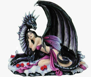 Large Fairy and Dragon Companion Sculpture Statue Mythical Creatures Figure Gift