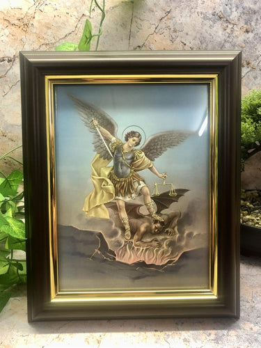 Laminated Framed Picture Archangel Michael Christianity Religious Wall Decor-OsirisTradingUK