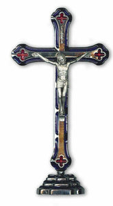 Silver Effect Standing Metal Crucifix Jesus Christ Cross Religious Ornament Gift-OsirisTradingUK