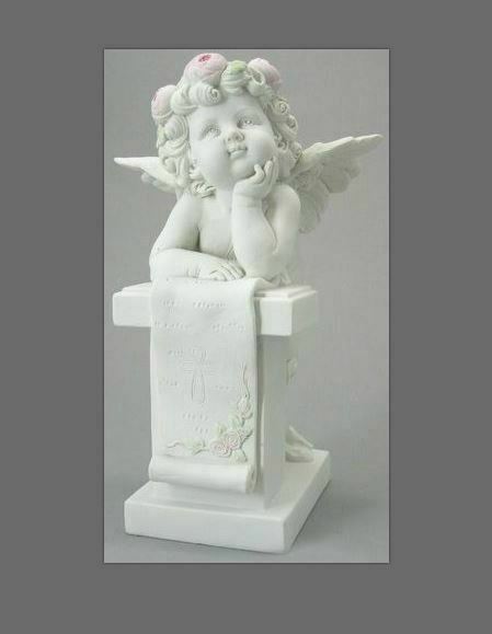 Guardian Angel Figurine Cherub with Scroll Statue Ornament Sculpture Gift