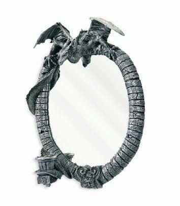 Stone Effect Dragon Mirror Gothic Gift Wall Art Ornament Candle Holder