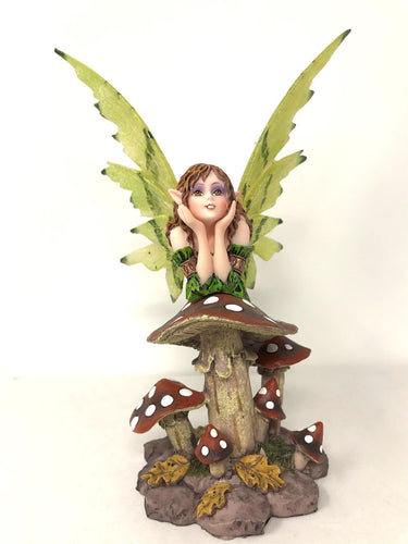 Flower Fairy on Toadstool Ornament Sculpture Fairies Collection Figure-OsirisTradingUK