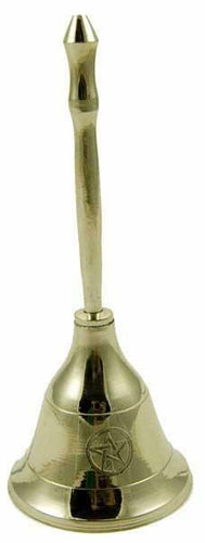 Silver Effect Pentagram Bell Pagan Altar Wiccan Ritual Ornament-OsirisTradingUK