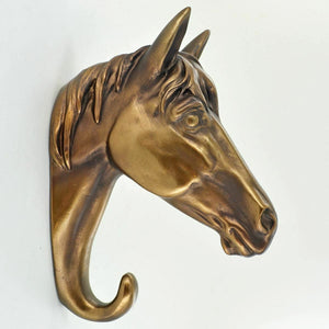 Horse Head Coat Hook Decorative Wall Accessory Antique Bronze Finish 19 cm