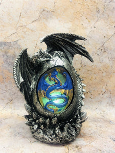 Dragon Guarding Egg LED Light Fantasy Sculpture Mythical Statue Ornament Gothic-OsirisTradingUK