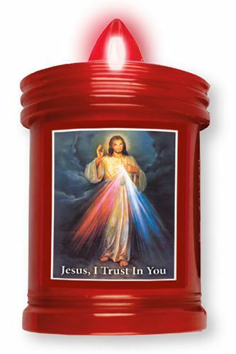 LED Grave Candle Memorial Light Divine Mercy Jesus I trust in you-OsirisTradingUK
