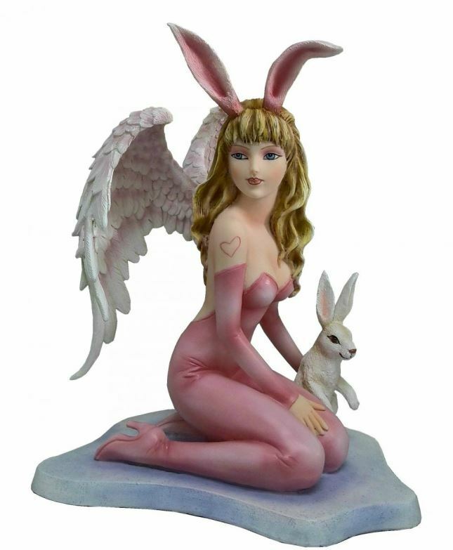 Angel and Rabbit Companion Figurine Fantasy Fairies Figure Mythical Sculpture-OsirisTradingUK