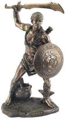 Bronze Effect Orisha God Warrior OGGUN Statue Africa Style Sculpture Santeria-OsirisTradingUK