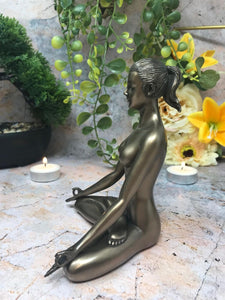 Yoga Sculpture Padmasana Lotus Seat Female Statue Figure Ornament-OsirisTradingUK