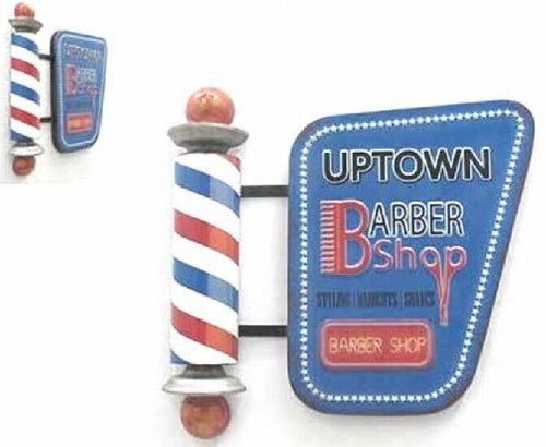 Vintage Metal 3D Logo Sign Old Fashioned Barber Shop Hair Dressing Wall Plaque-OsirisTradingUK