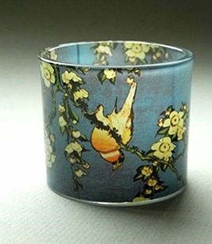 Museum Reproduction  Candle Holder Motiv Hokusai Bird and Tree Tealight Glass