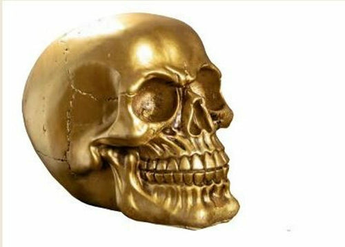 Golden Skull Sculpture Figurine Gothic Horror Ornament Figure Decoration Gift-OsirisTradingUK