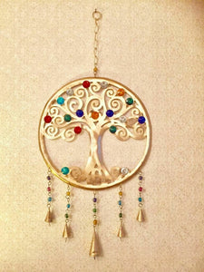 Tree of Life Wind Chime with Bells Wiccan Pagan Decor Wall Hanging