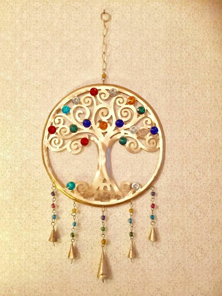 Tree of Life Wind Chime with Bells Wiccan Pagan Decor Wall Hanging