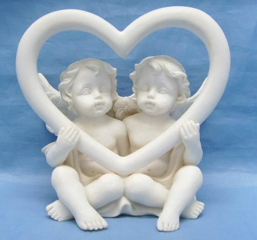 Guardian Angel Figurine Cherubs Holding Heart Statue Ornament Sculpture Gift-Collectables:Fantasy, Myth & Magic:Mythical Creatures:Angels-OsirisTradingUK