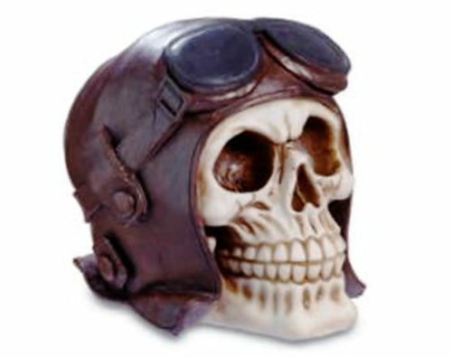 Pilot Skull Sculpture Figurine Gothic Horror Ornament Figure Decoration Gift-OsirisTradingUK