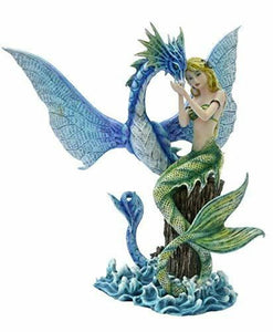Mermaid Comforting Water Dragon Figurine Statue Ornament Mystical Sculpture