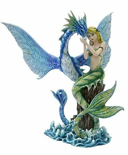 Mermaid Comforting Water Dragon Figurine Statue Ornament Mystical Sculpture