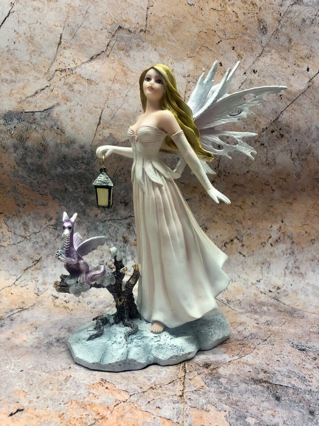 Night Messenger Fairy and Dragon Companion Sculpture Statue Mythical Creatures