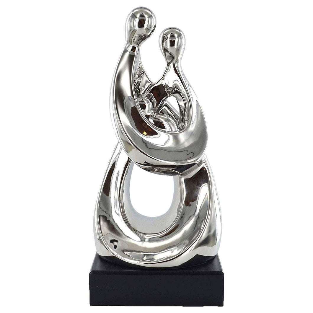 Abstract Silver Family Mother Baby Sculpture  Statue Gift Ornament
