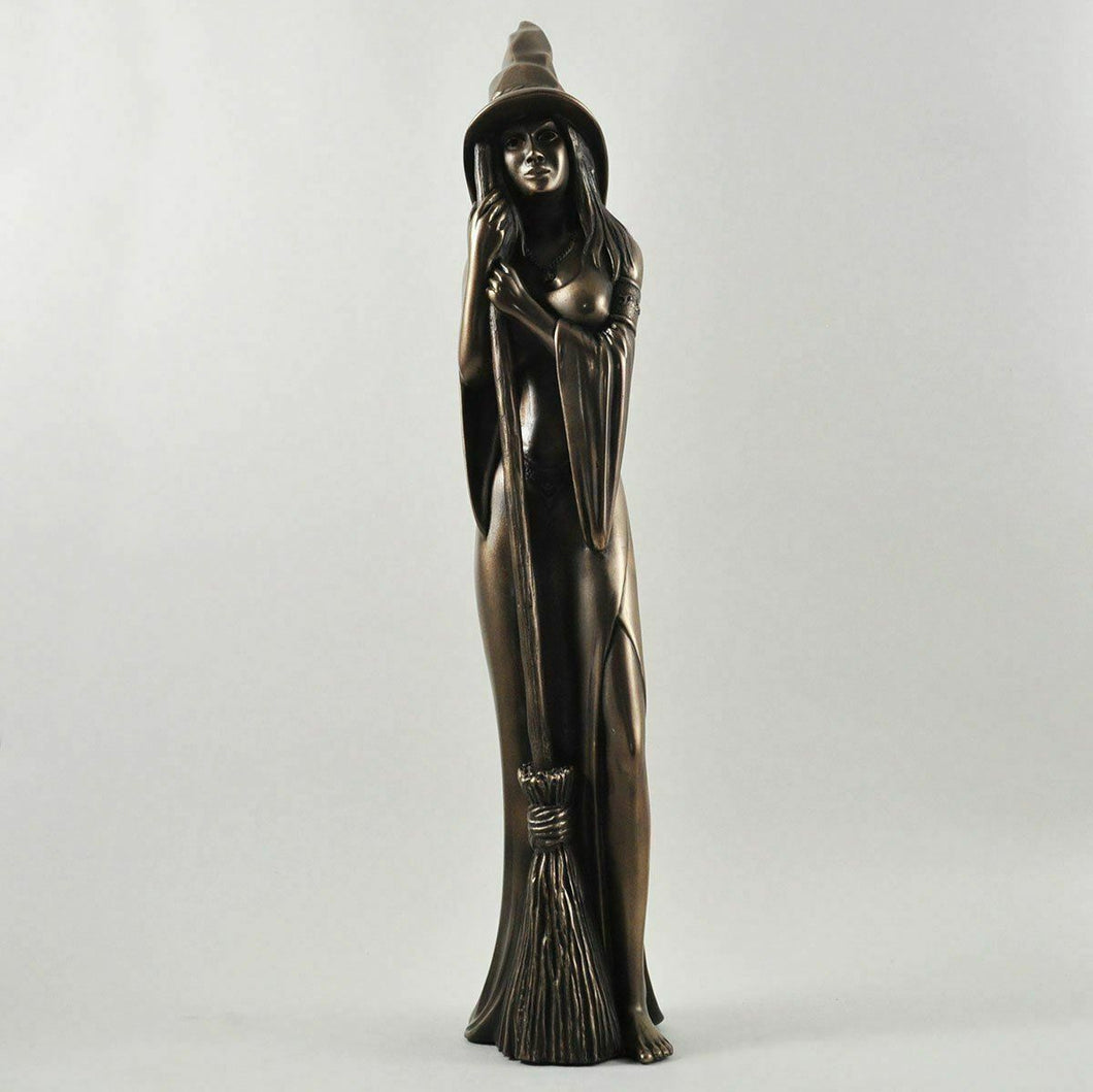 Large Bronze Witch Sculpture Statue Pagan Figure Witchcraft Wicca Ornament 44 cm