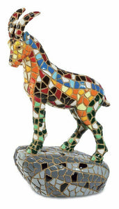 Mosaic Effect Mountain Goat Figurine