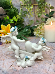 Cherubs Playing with Heart on Seesaw Ornament Home Decoration-OsirisTradingUK