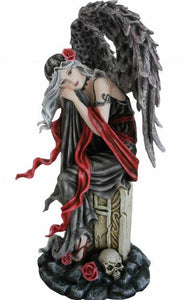 Large Dark Resting Gothic Fallen Angel Sculpture Statue Ornament Gift Figurine