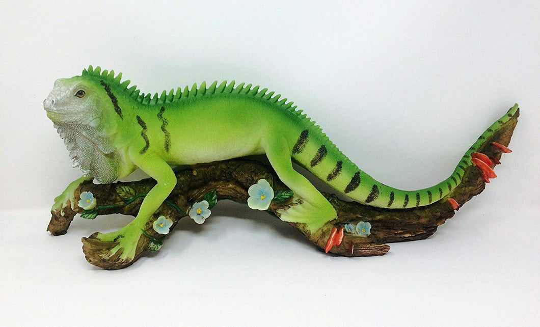 Novelty Extra Large Realistic Effect Iguana Resting on Branch Figurine Statue