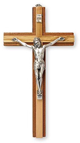 Wall Hanging Crucifix Metal Corpus Wooden Cross Mahogany Religious Catholic-OsirisTradingUK