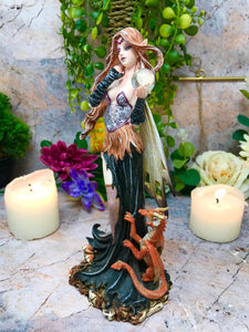 Dragon and Fairy with Crystal Ball Enchantress Figurine Statue Ornament Gift-OsirisTradingUK