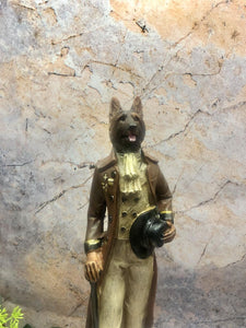 Dapper Dog German Sheperd Statue Vintage Clothing Style Fantasy Animals