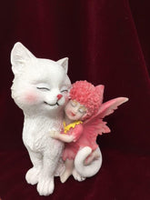 Laden Sie das Bild in den Galerie-Viewer, Adorable Fairy with White Cat Companion Sculpture Figurine Fantasy Fairies-OsirisTradingUK
